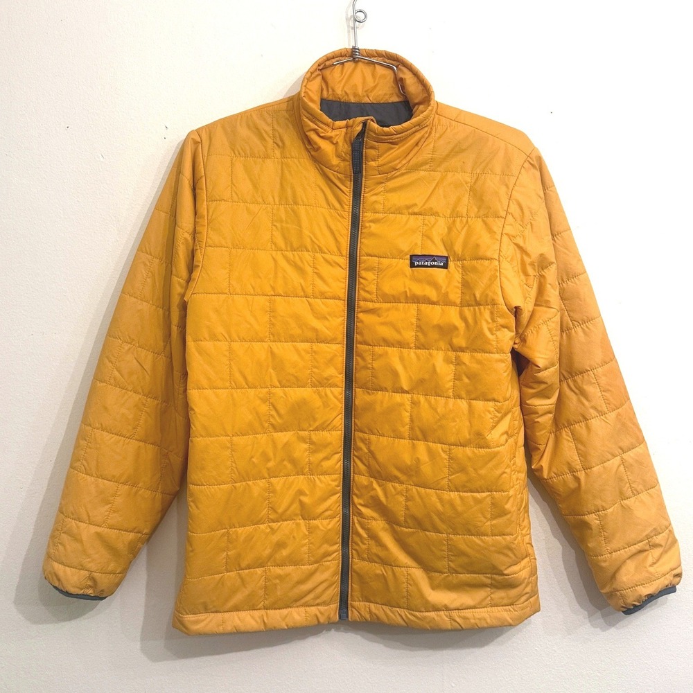 Patagonia Kids Nano Puff Jacket XL 14 Mustard Yellow Full Zip Quilted Puffer